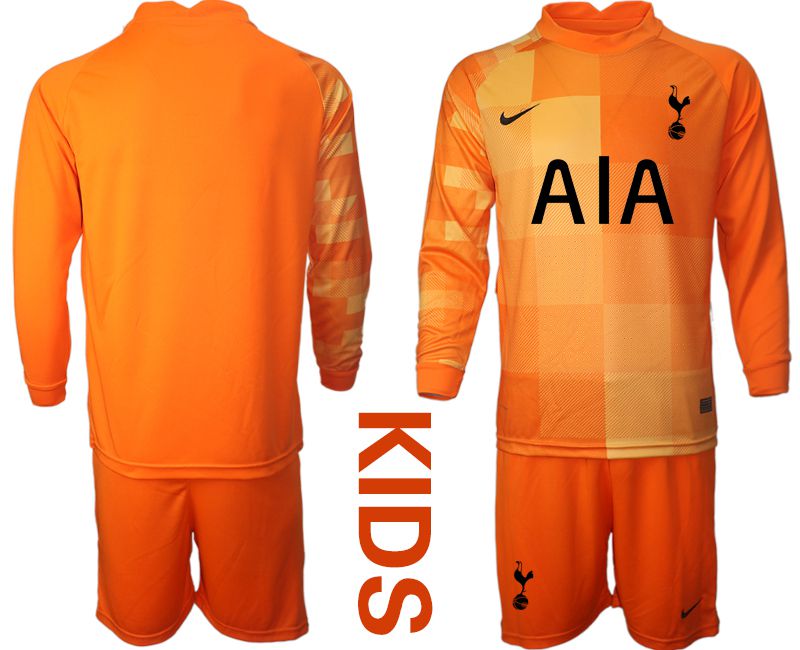 Youth 2021-2022 Club Tottenham Orange red goalkeeper long sleeve blank Soccer Jersey->youth soccer jersey->Youth Jersey